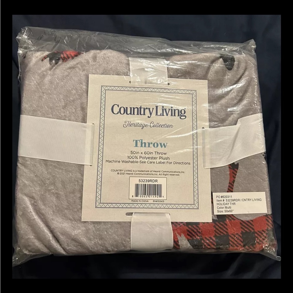 New Country Living Heritage Collection Polyester Plush Throw 50 x 60 Moose&tree